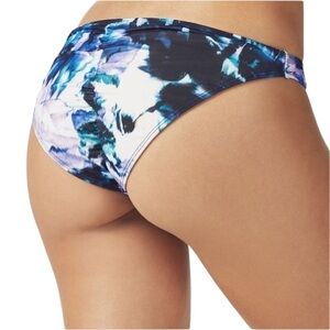 NWT Fabletics Jess Floral Watercolor Cheeky Bikini Bottoms Black White Purple XL